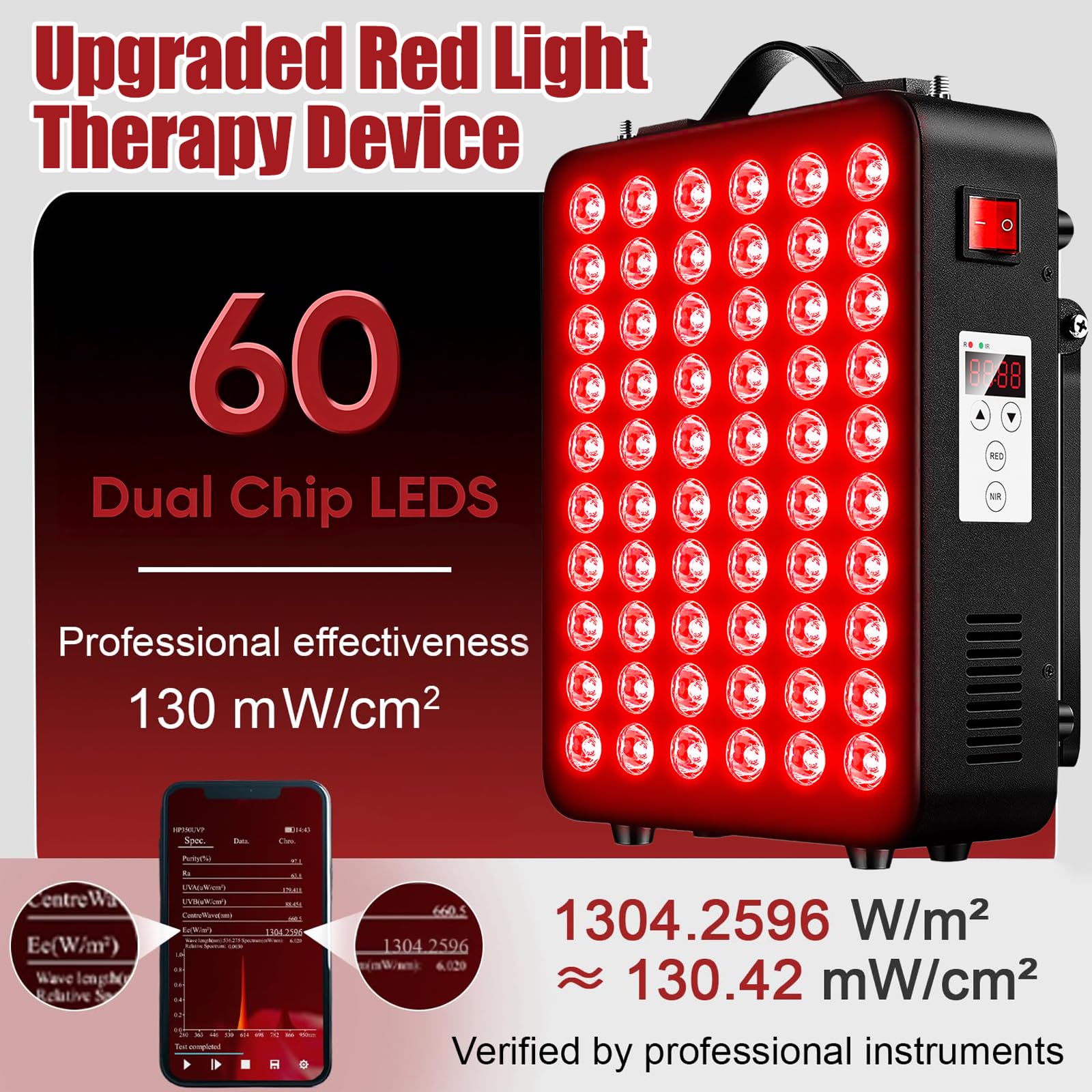 Topcupro device delivers robust 300W power with strong irradiance for sessions.