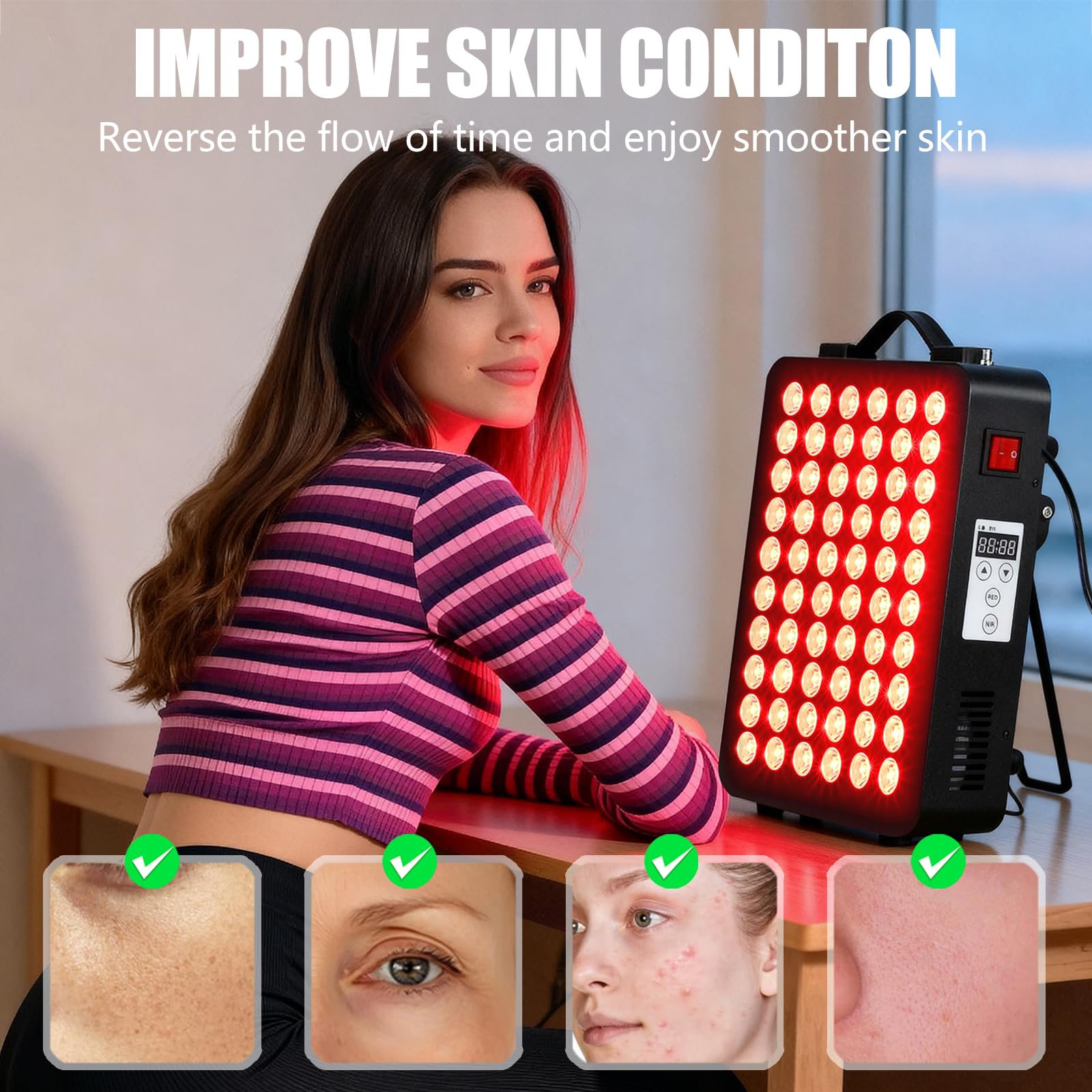 Topcupro 660nm red light for facial skin care and vitality benefits.