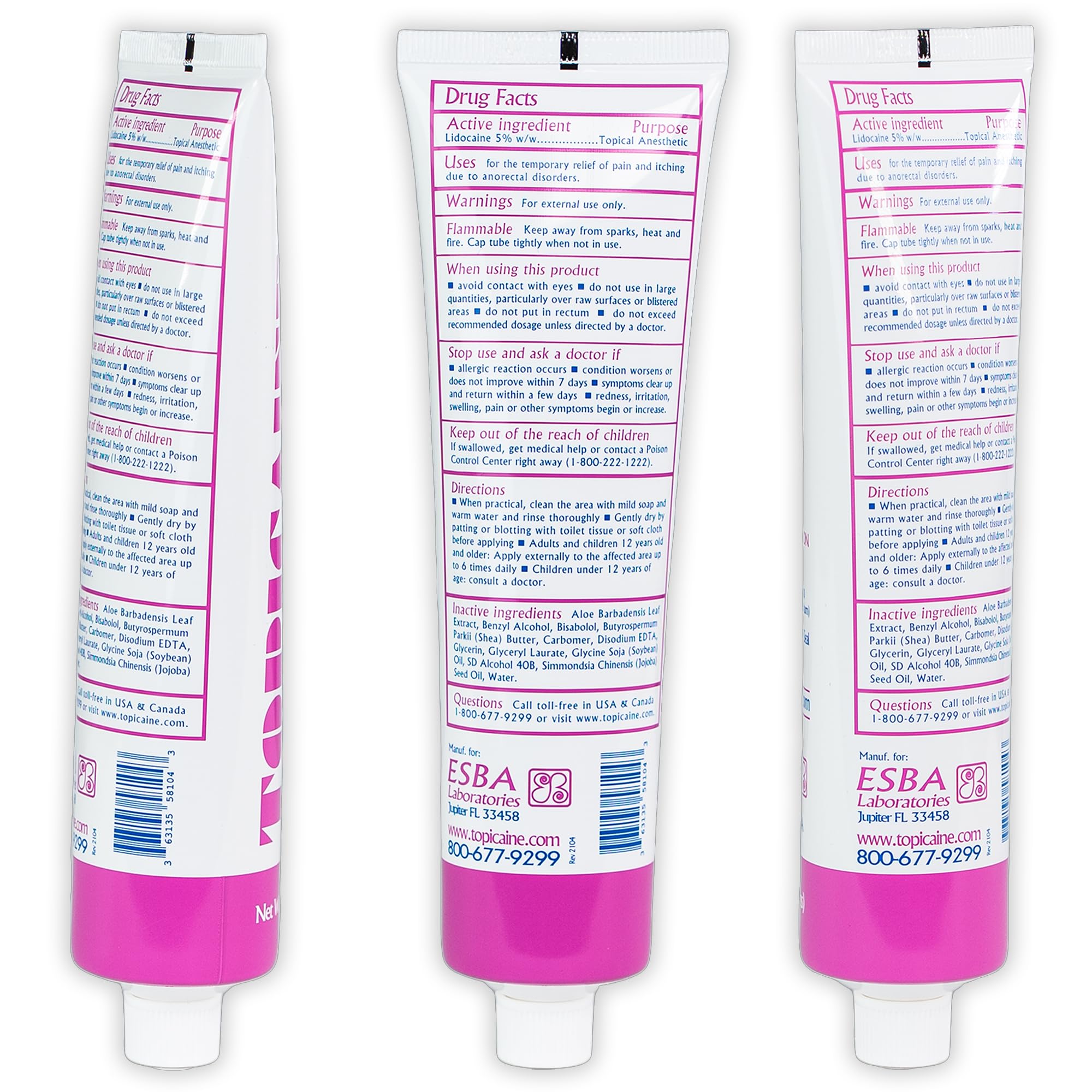 Topicaine US-made packaging underlines trusted OTC option.