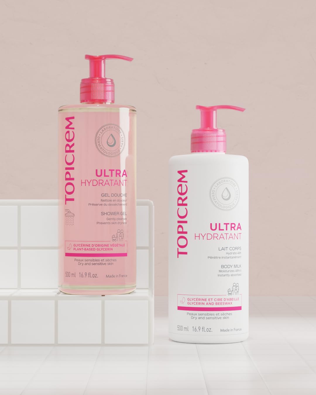 Topicrem Ultra-Hydratant Shower Gel demonstrates easy application on wet skin.