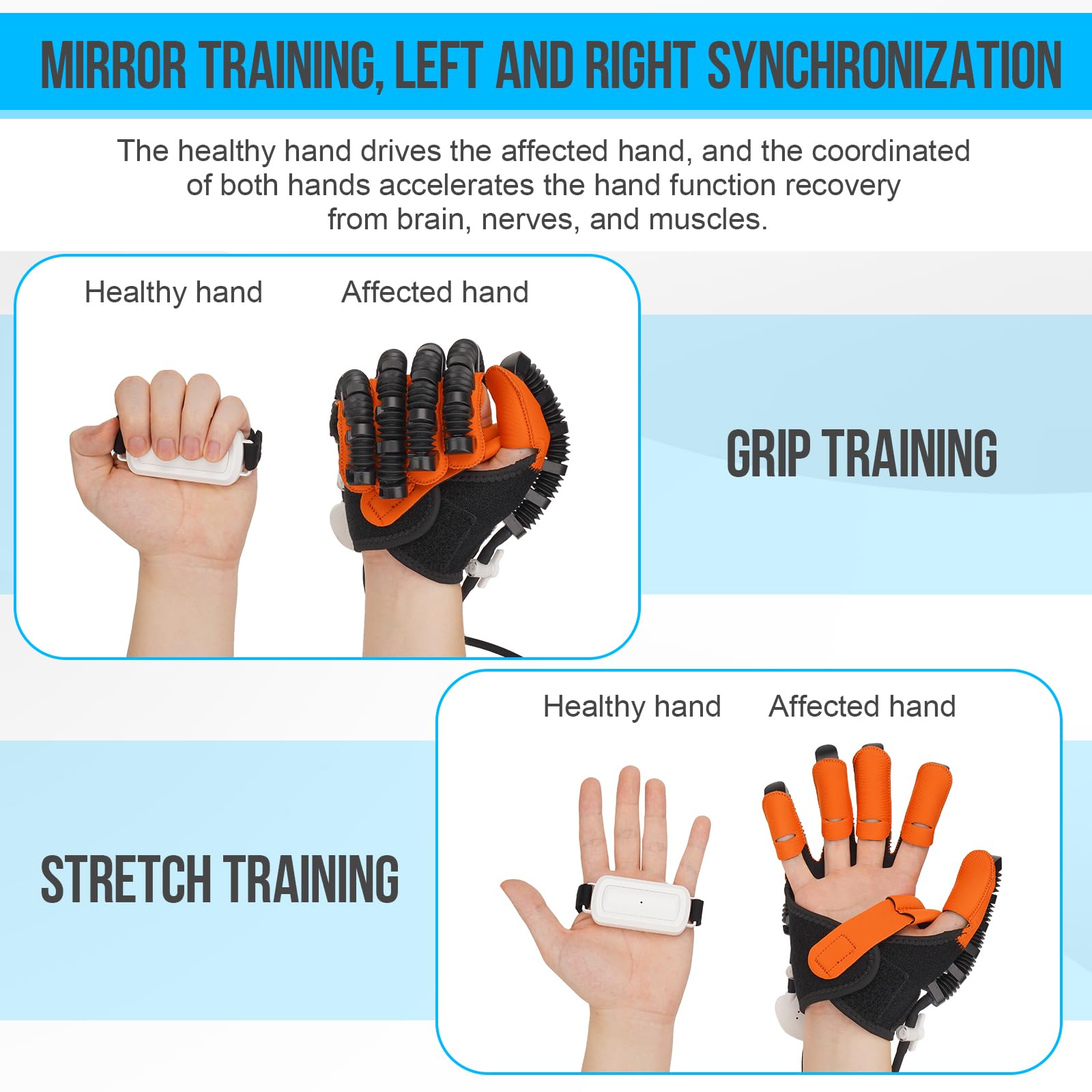 TopLeder mirror trainer included with gloves supports guided finger exercises