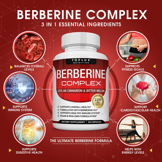 Toplux Berberine bottle on table ready for daily use