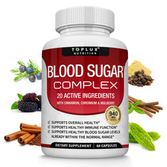 Toplux Blood Sugar Complex bottle front showing daily wellness support