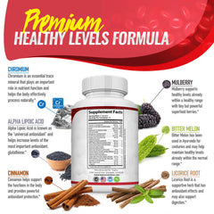 Toplux Blood Sugar Complex ingredient icons illustrating a 20-ingredient blend