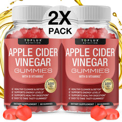 Toplux Apple Cider Vinegar Gummies bottle on counter for easy digestion support.
