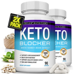 Toplux Keto Blocker bottle front showing 90 capsules for natural ketosis support