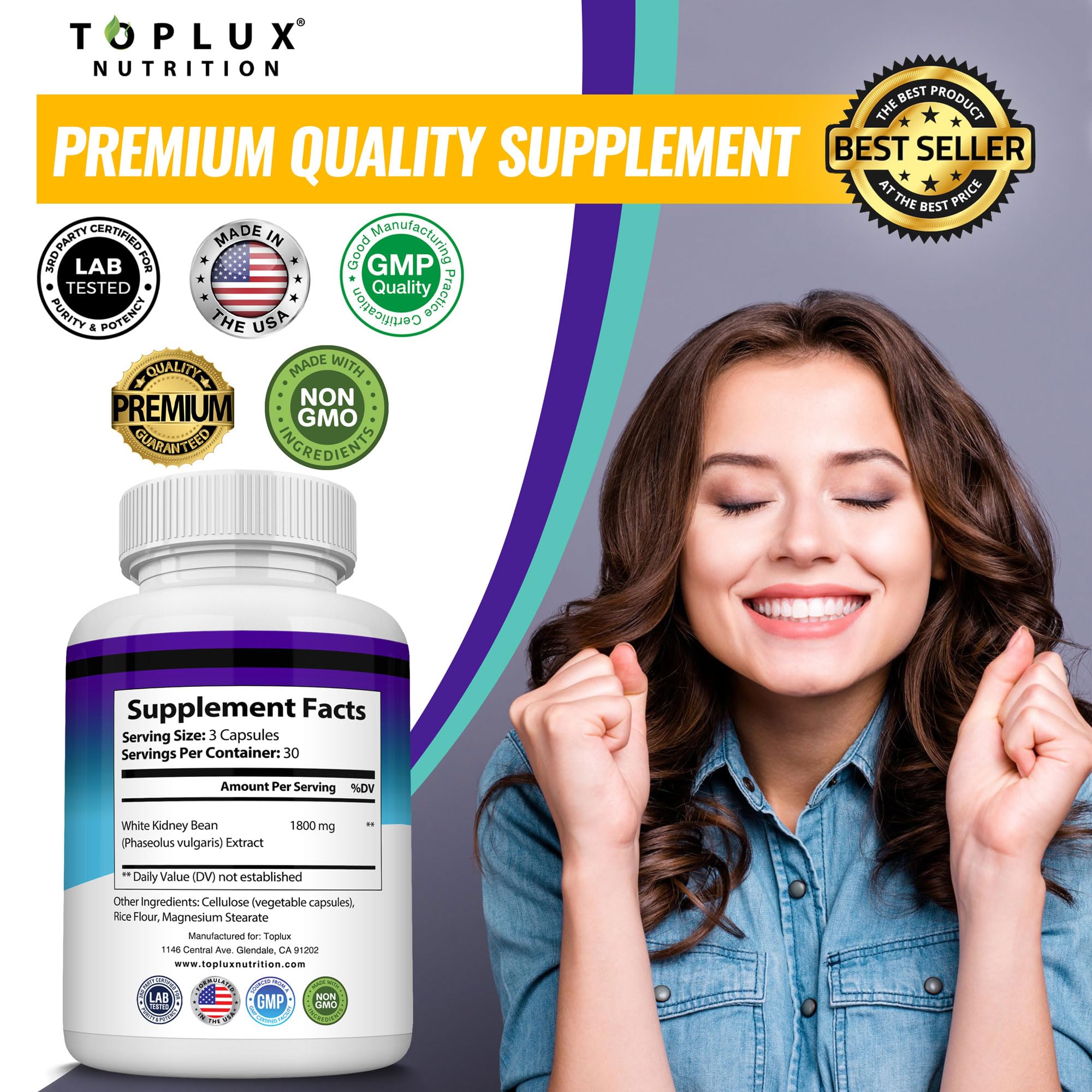Toplux Keto Blocker capsules on a breakfast table ready for carb-conscious meals