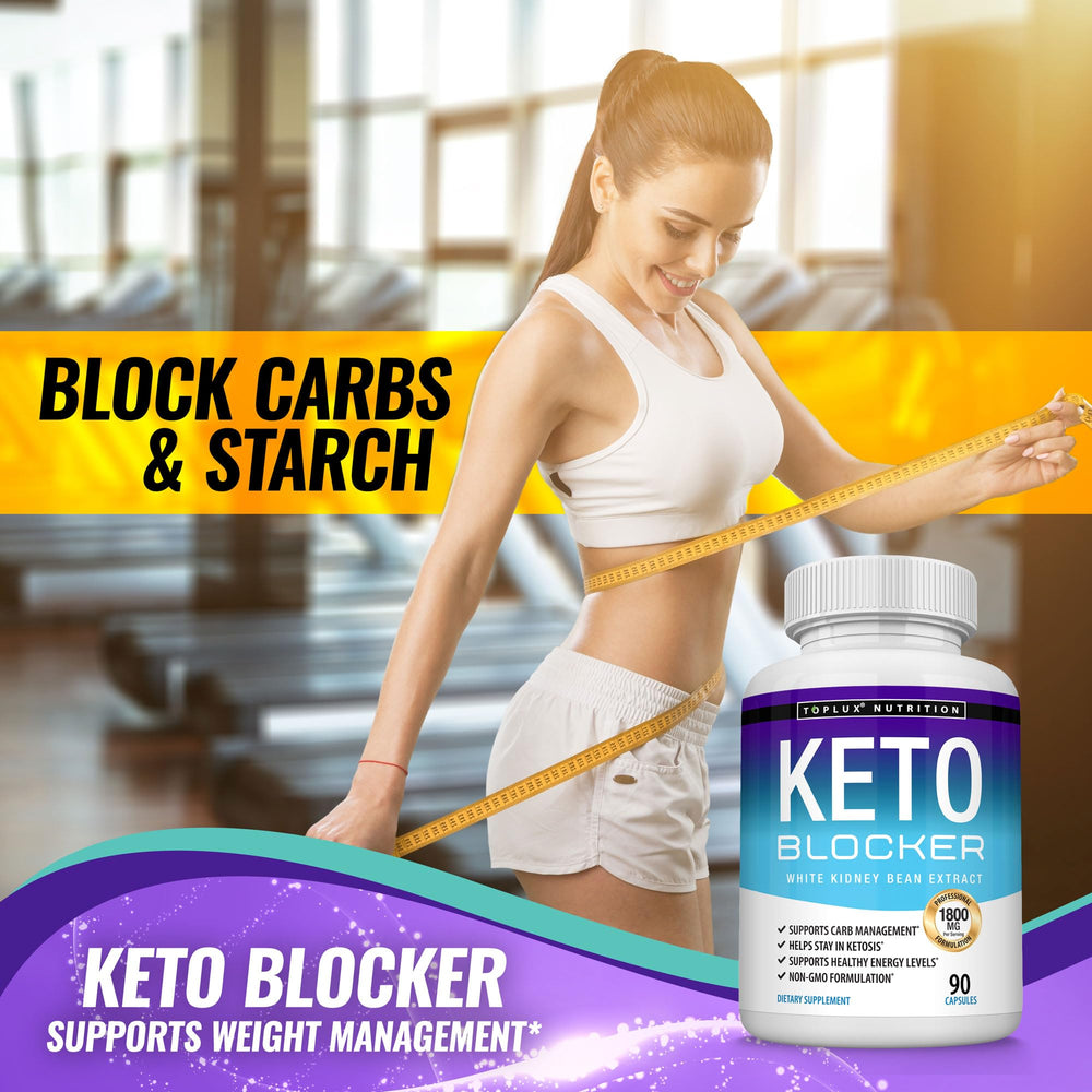 Toplux Keto Blocker label closeup with dosage and keto-friendly details