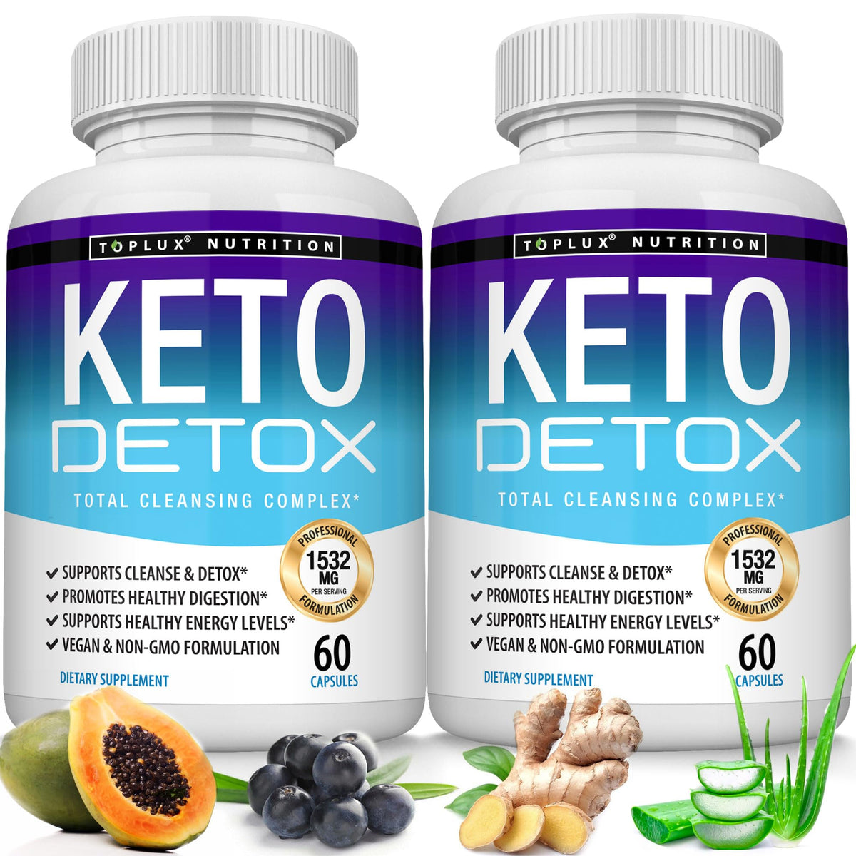 Toplux Keto Detox pills bottle front for easy daily cleanse in a keto routine.
