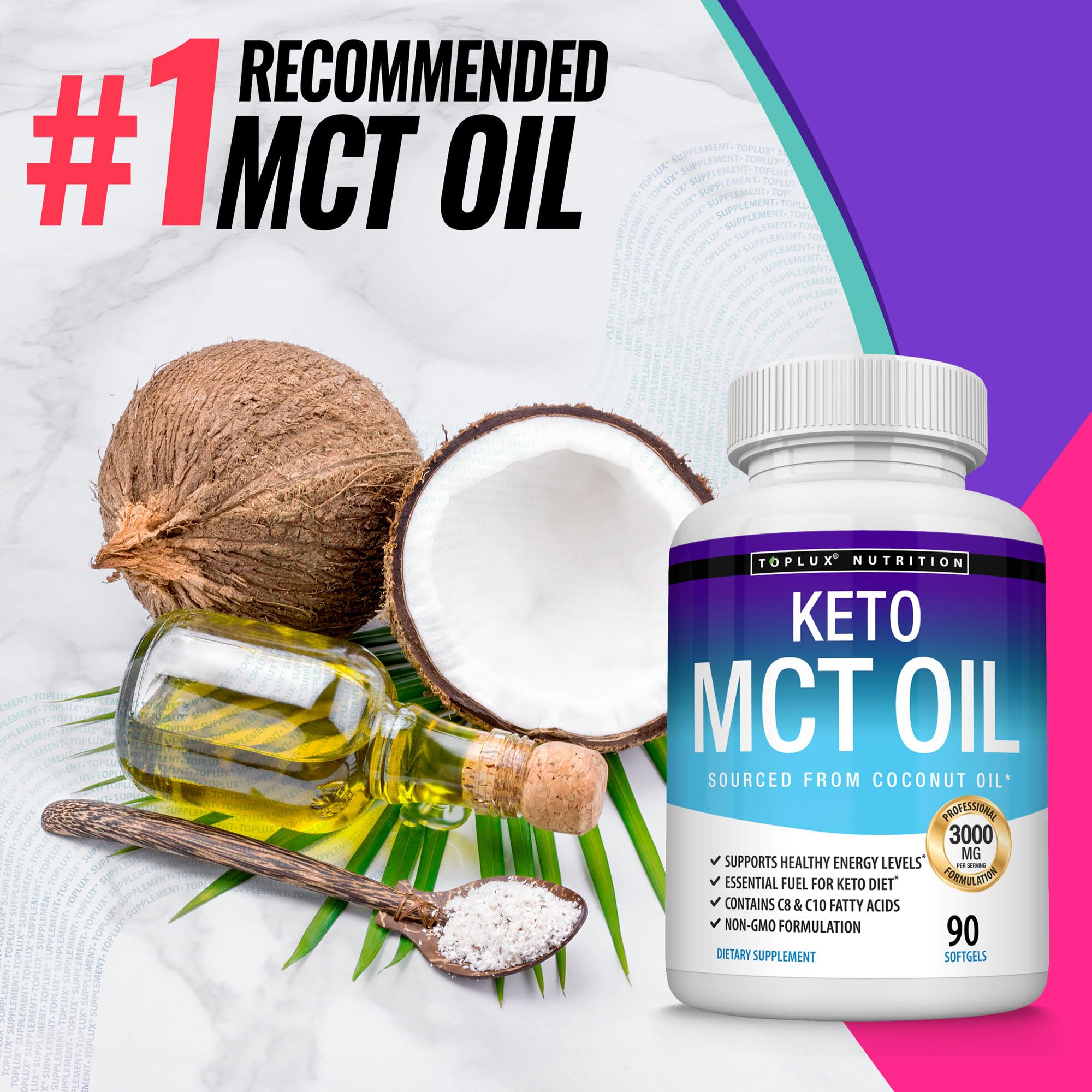 Toplux Keto MCT dispensing softgel demonstrates mess-free, on-the-go energy support.