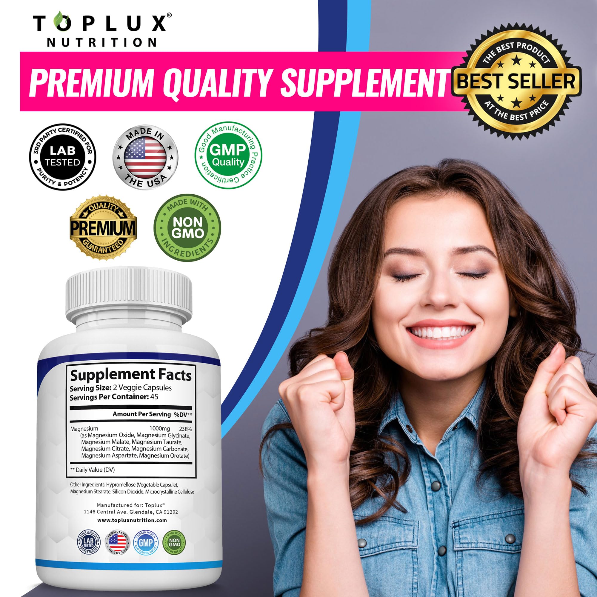 Toplux Magnesium Complex daily-use scene suggesting recovery and energy support.