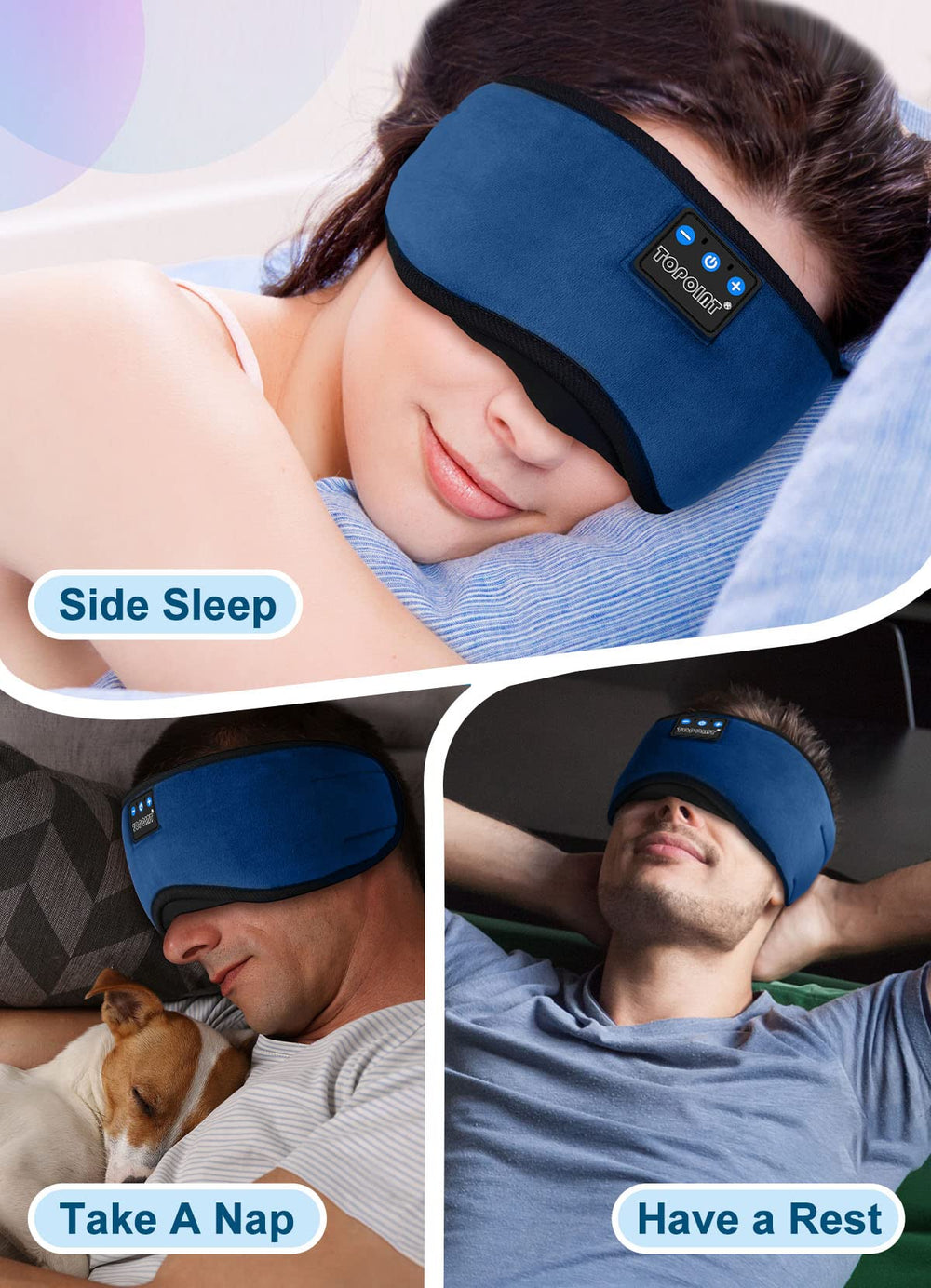TOPOINT Sleep Headphones removable Bluetooth module for easy washing