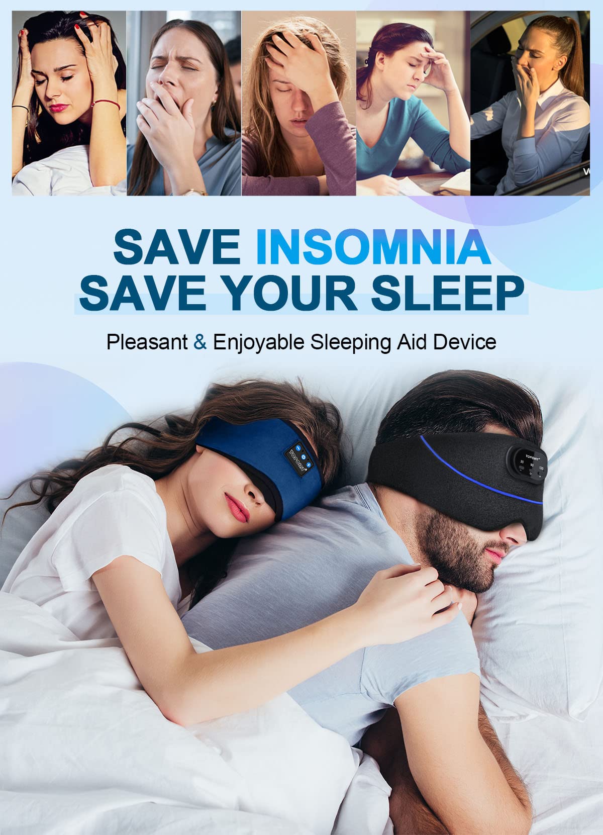 TOPOINT Sleep Headphones stereo sound quality for relaxing audio