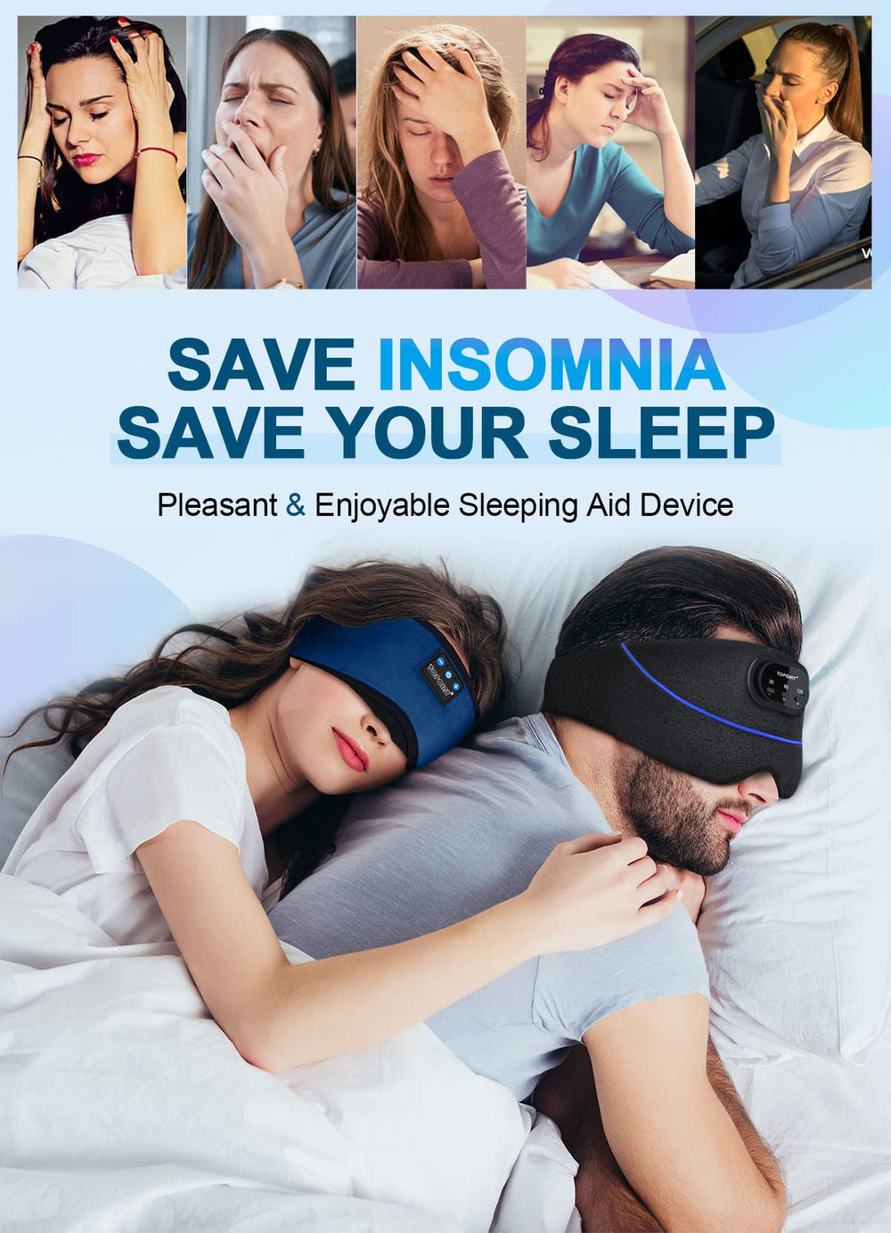 TOPOINT Sleep Headphones stereo sound quality for relaxing audio