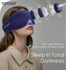 TOPOINT Sleep Mask featuring 3D eye cups for pressure-free comfort