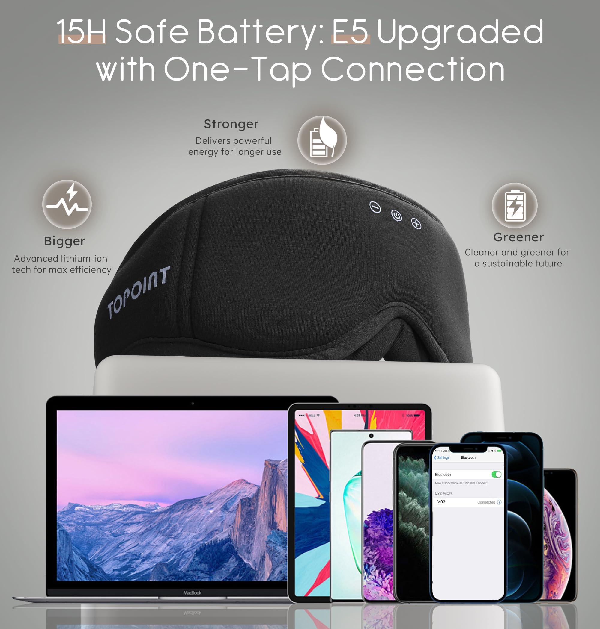 TOPOINT 15-hour battery life for extended use on the go