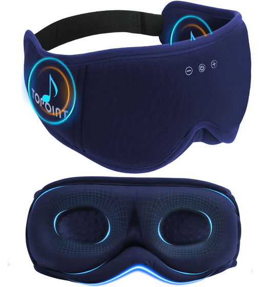TOPOINT Sleep Mask with Bluetooth 5.4 and blackout tech for travel-ready rest