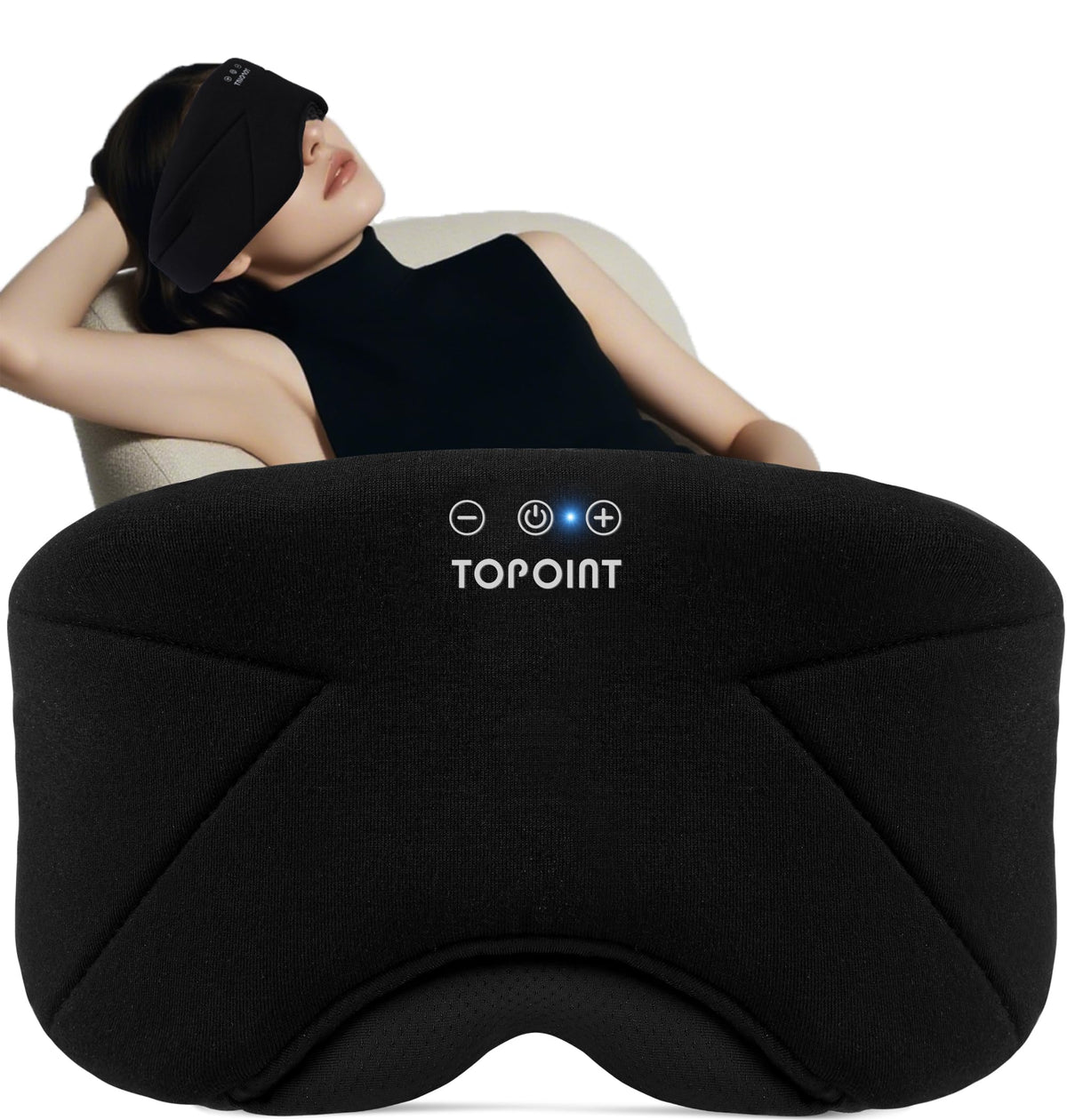 TOPOINT Sleep Mask with Bluetooth headphones for full occlusion and deep rest
