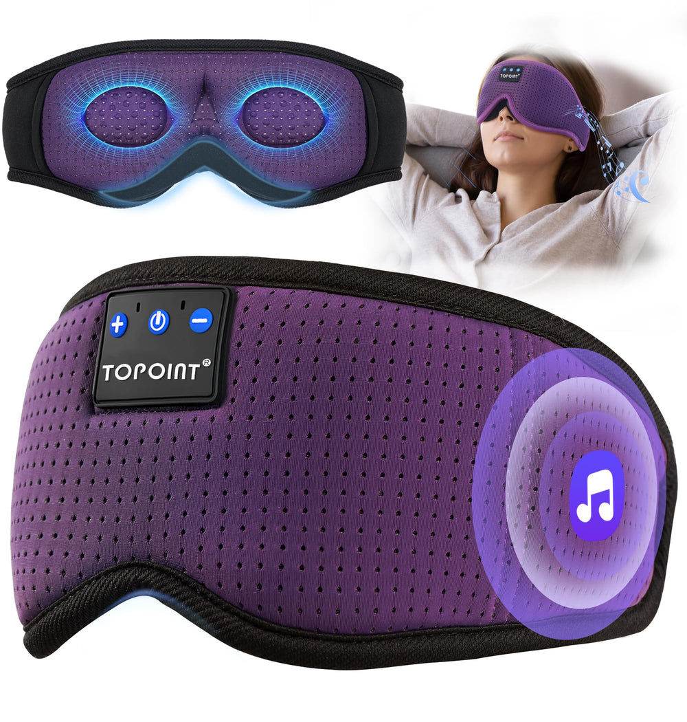 TOPOINT sleep mask with Bluetooth headphones for travel and restful nights