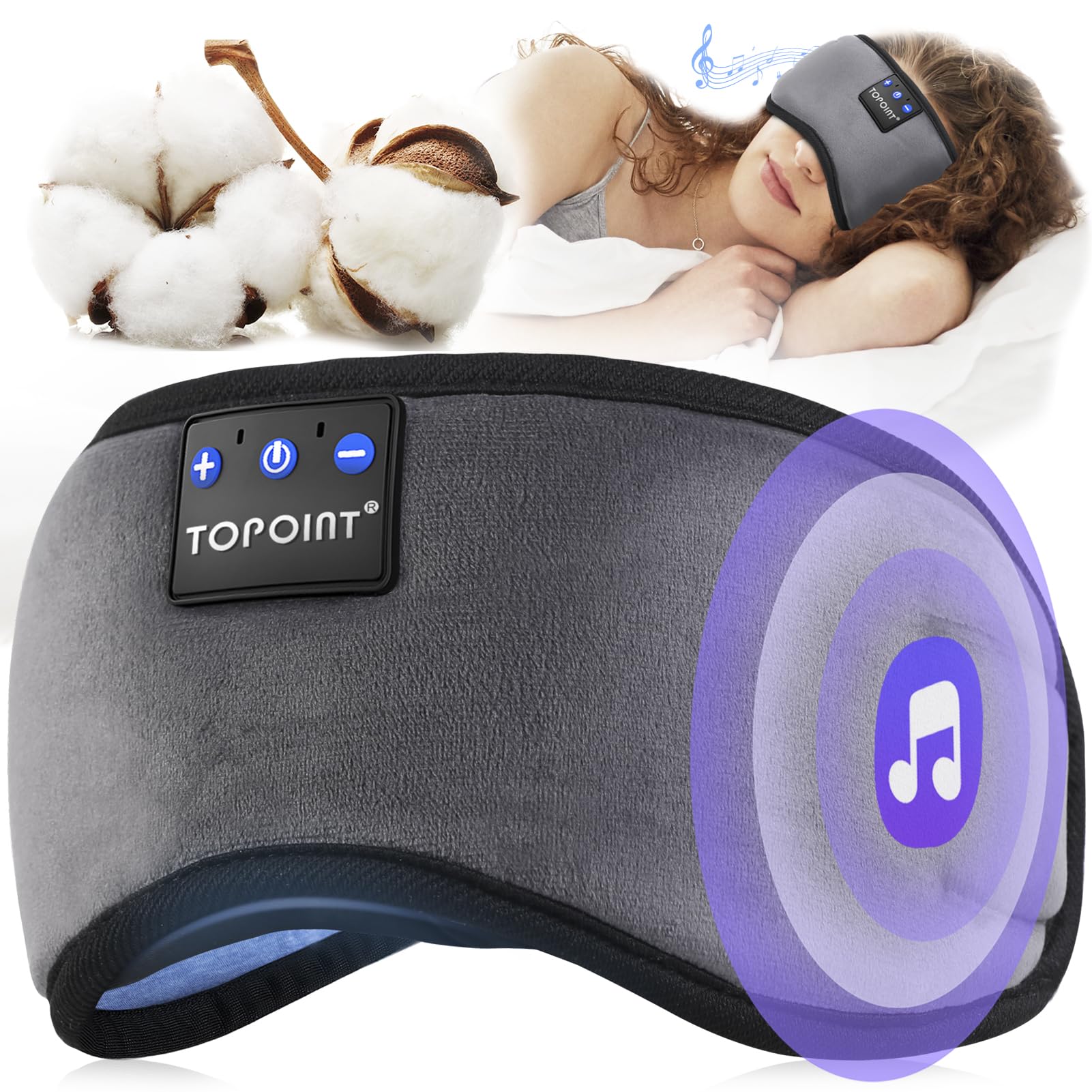 TOPOINT sleep mask ear speaker positioning improves comfort for side sleepers.
