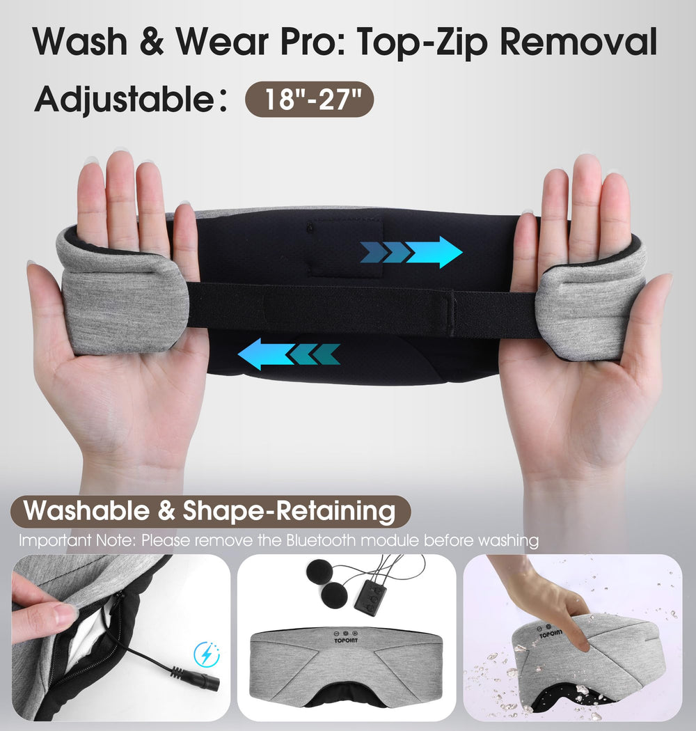 Removable Bluetooth module on TOPOINT mask for easy charging and washing.