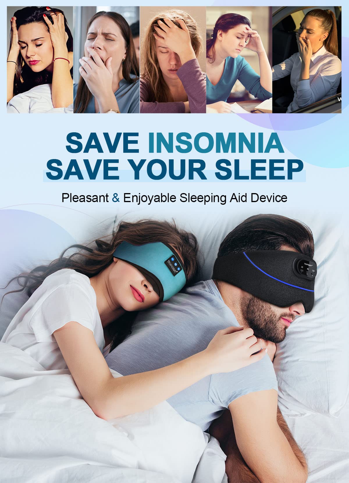 TOPOINT Sleep Mask is travel-friendly and compact for flights or hotels