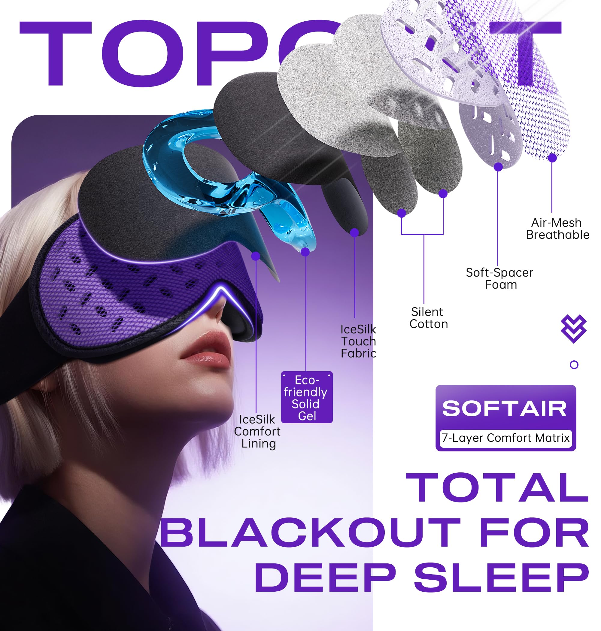 TOPOINT Sleep Mask Weighted Eye demonstrates even pressure for comfort