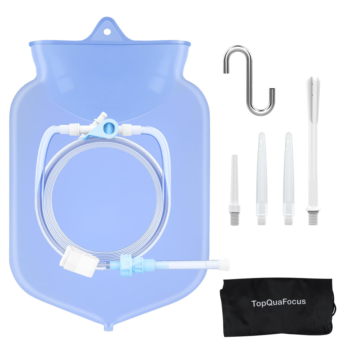 TopQuaFocus 4Qt enema bag clear for easy liquid level visibility.