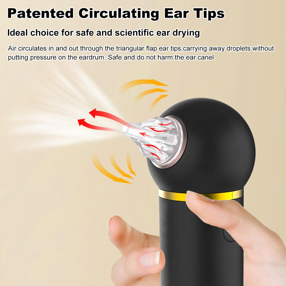 TopQuaFocus ear dryer delivers up to 45 minutes of use per charge.
