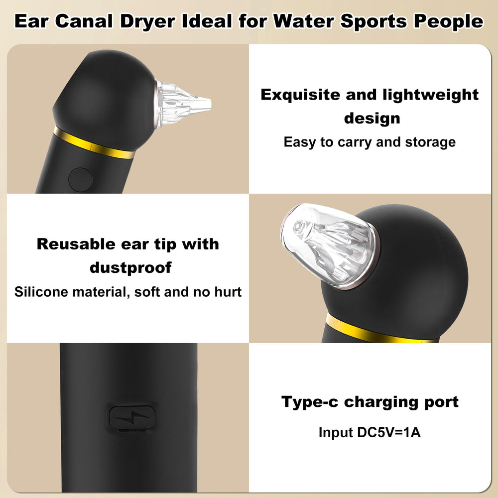 TopQuaFocus ear dryer optimized for swimmers and water sports enthusiasts.
