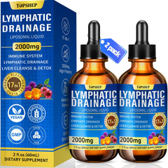TOPSHEP Liposomal Lymphatic Drainage Drops bottle front for daily detox support.