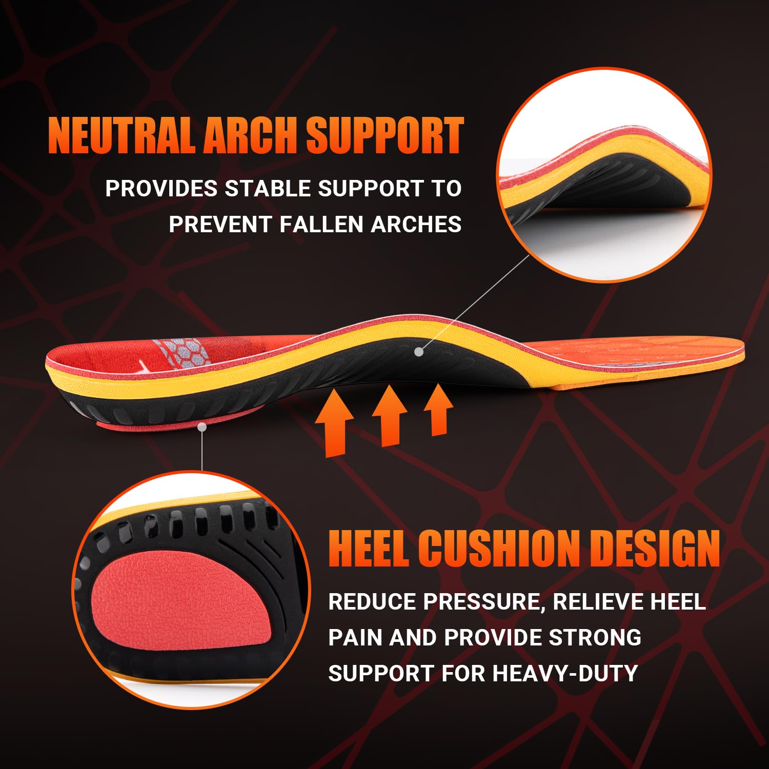 Topsole U-shaped heel cup enhances heel stability.