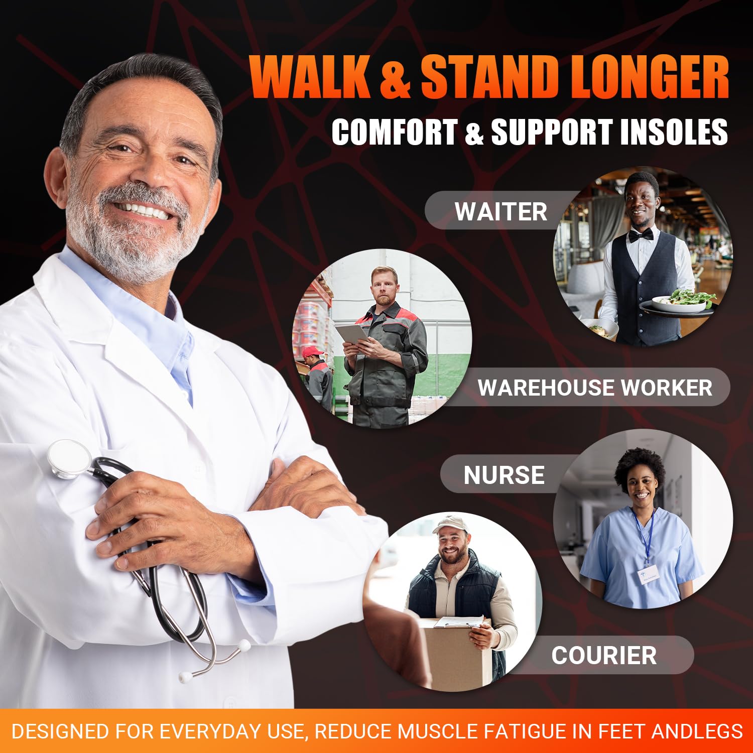 TOPSOLE insoles compatible with work boots and daily shoes