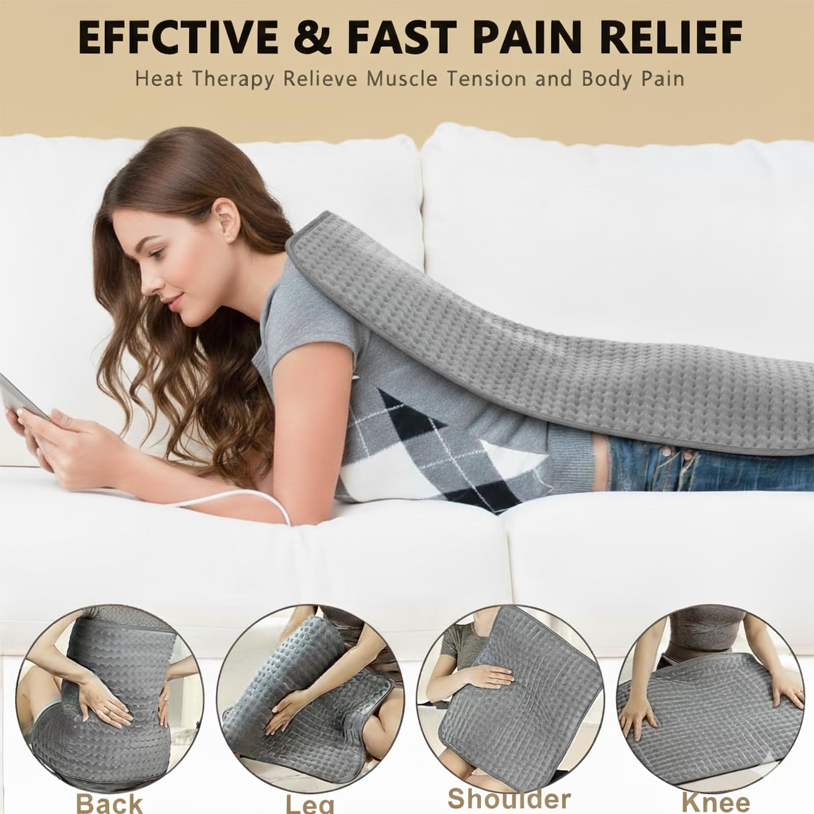 TOPSOSO ten heat settings tailor comfort from gentle warmth to deep therapy