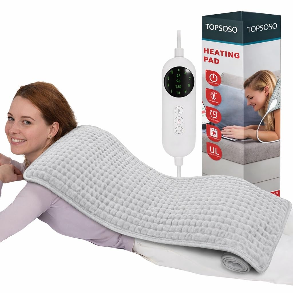 TOPSOSO XXL heating pad provides full-body coverage for back and shoulders