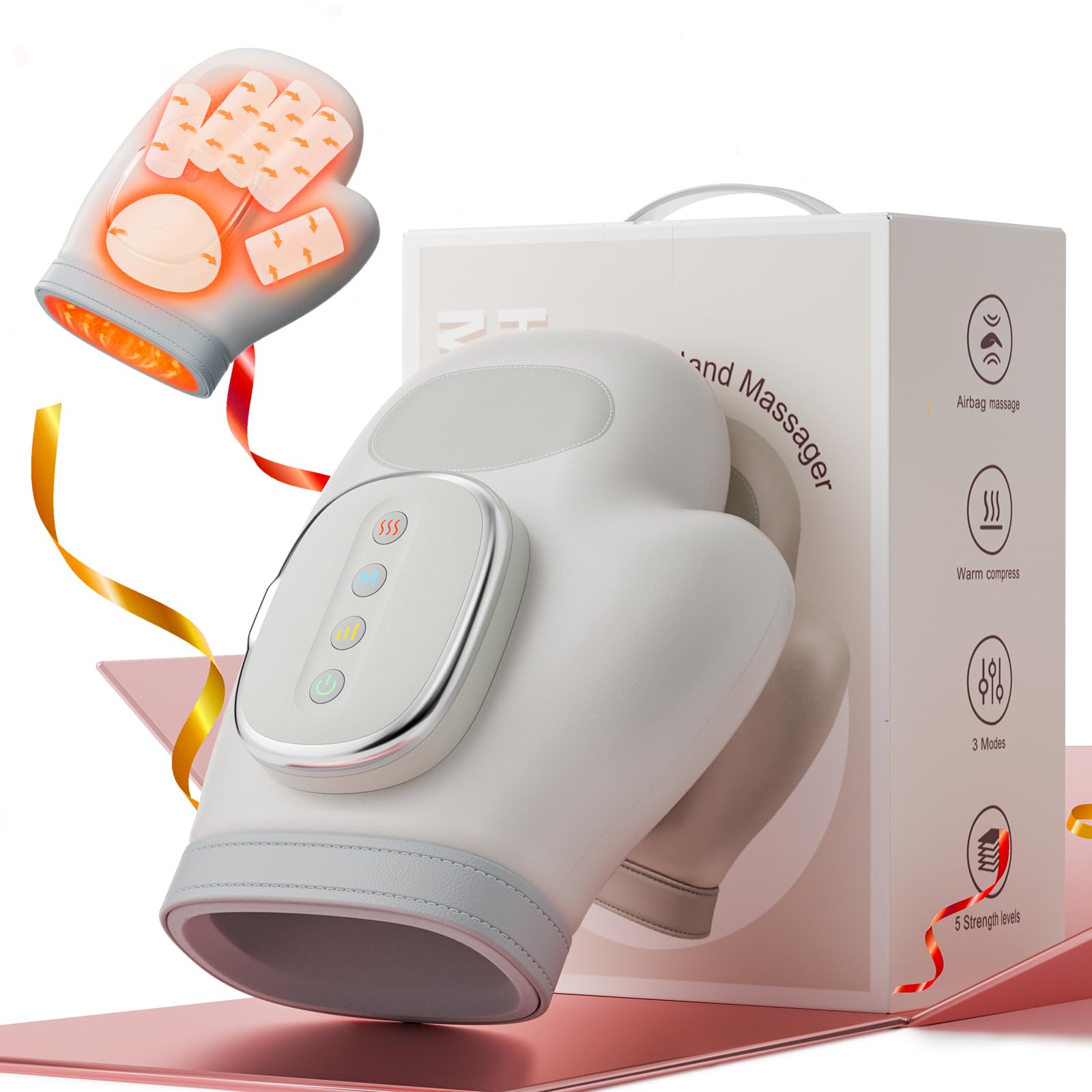 TOQUVORXII cordless hand massager with heat and compression for targeted relief at home.