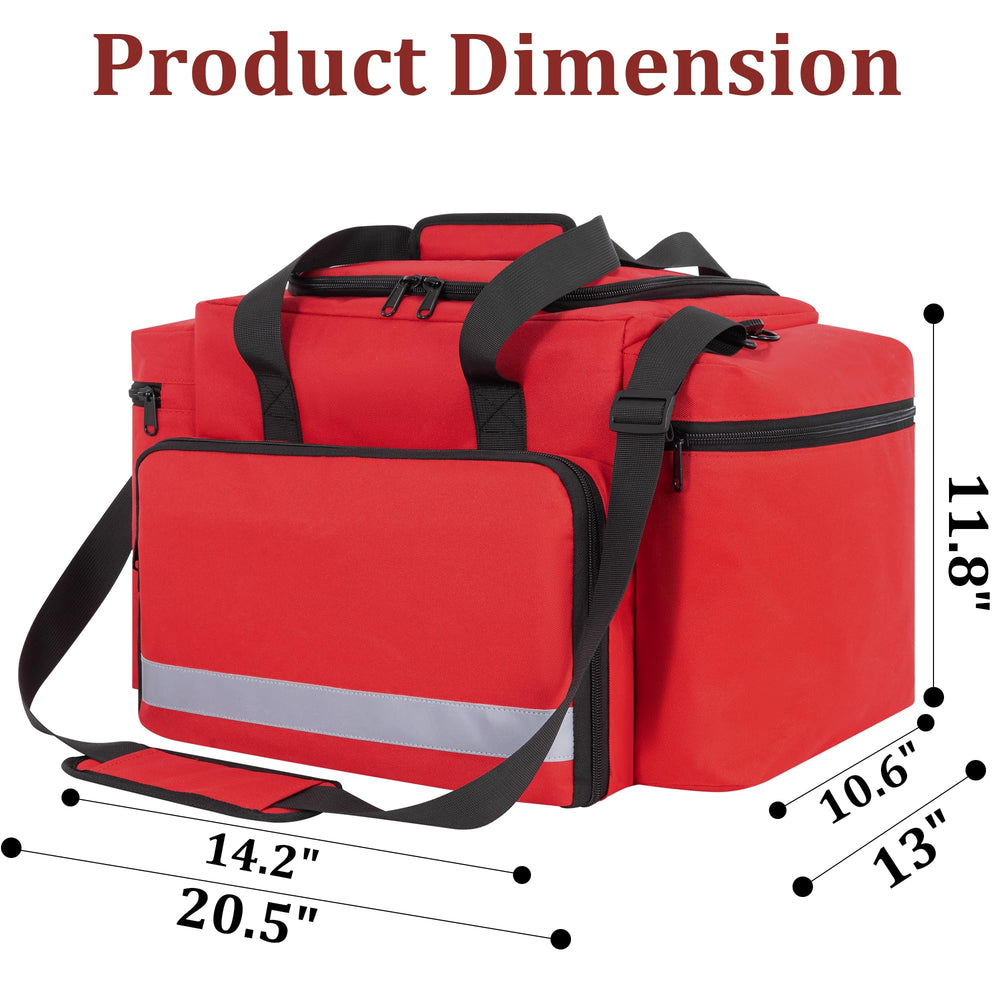 Toribio EMT bag main compartment with adjustable dividers for organized storage.