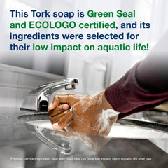 Tork colorless perfume-free foam for discreet sanitizer use.