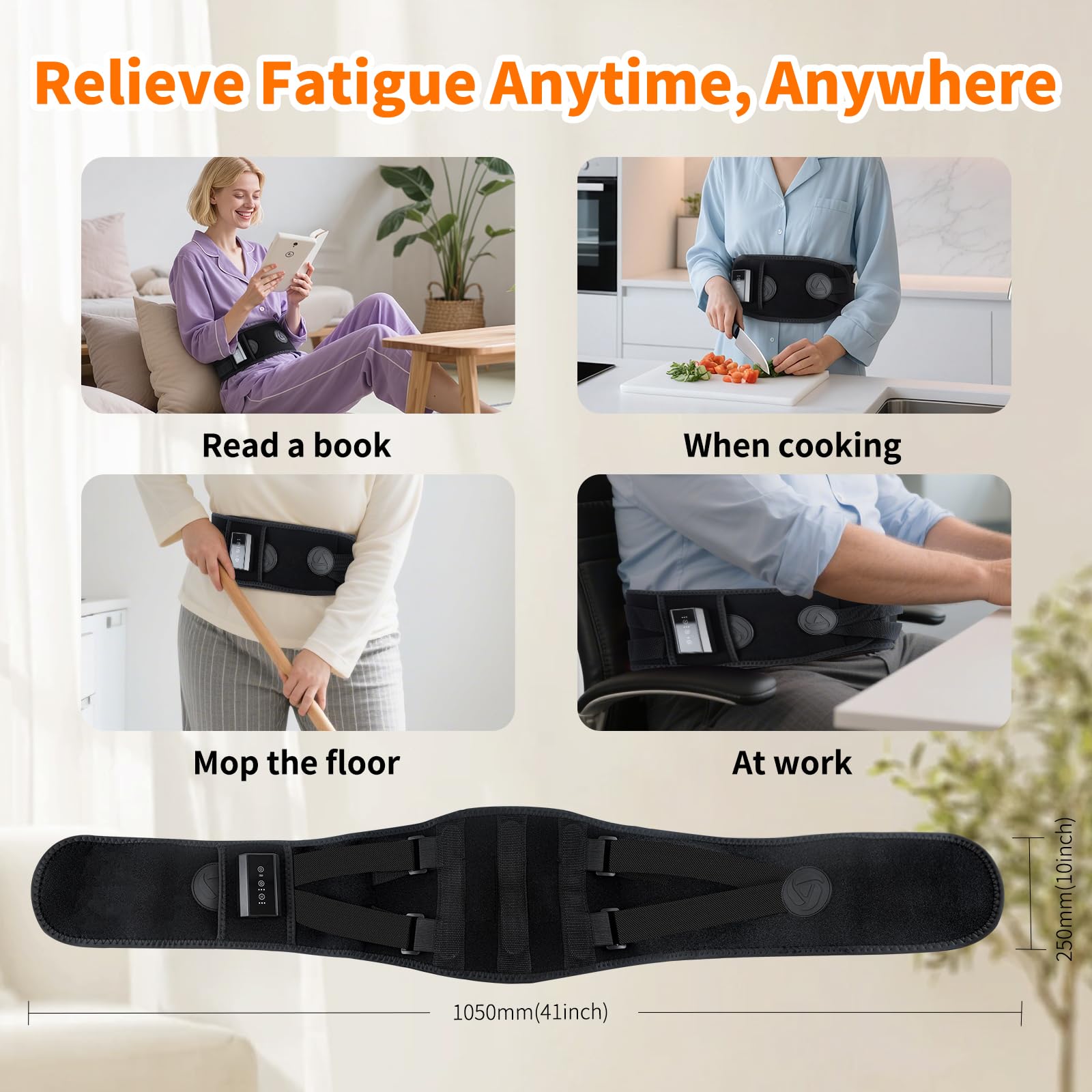 Torktak heat and massage controls illustrate customizable levels.