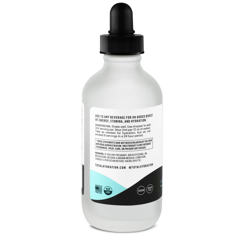 Total Hydration Daylyte unflavored drops ready for zero-calorie hydration.