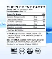 Total Hydration Ketolyte glass-mix showing minerals like magnesium and sodium for balanced hydration.