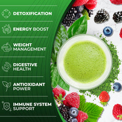 Total Tea Green Powder being poured into a glass for a refreshing boost.