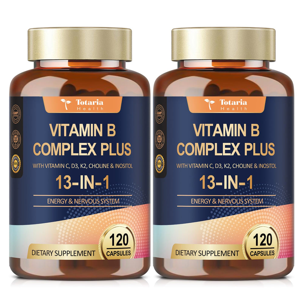 Totaria 13-in-1 B-Complex bottle front view for daily energy.