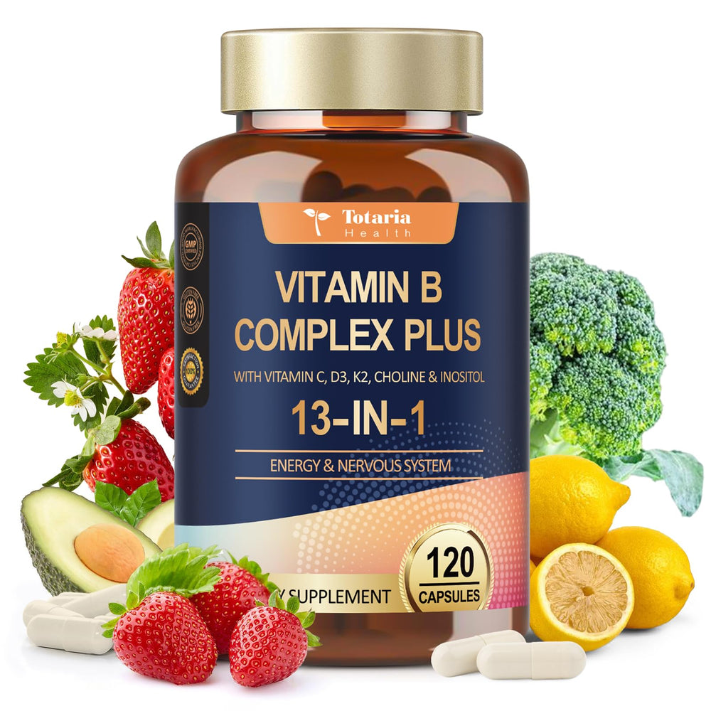 Totaria 13-in-1 B-Complex bottle seal and label for verification.