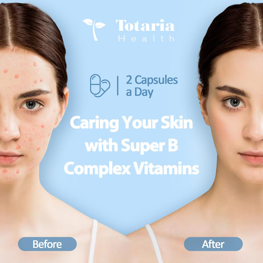 Totaria 13-in-1 B-Complex capsules poured for daily use.