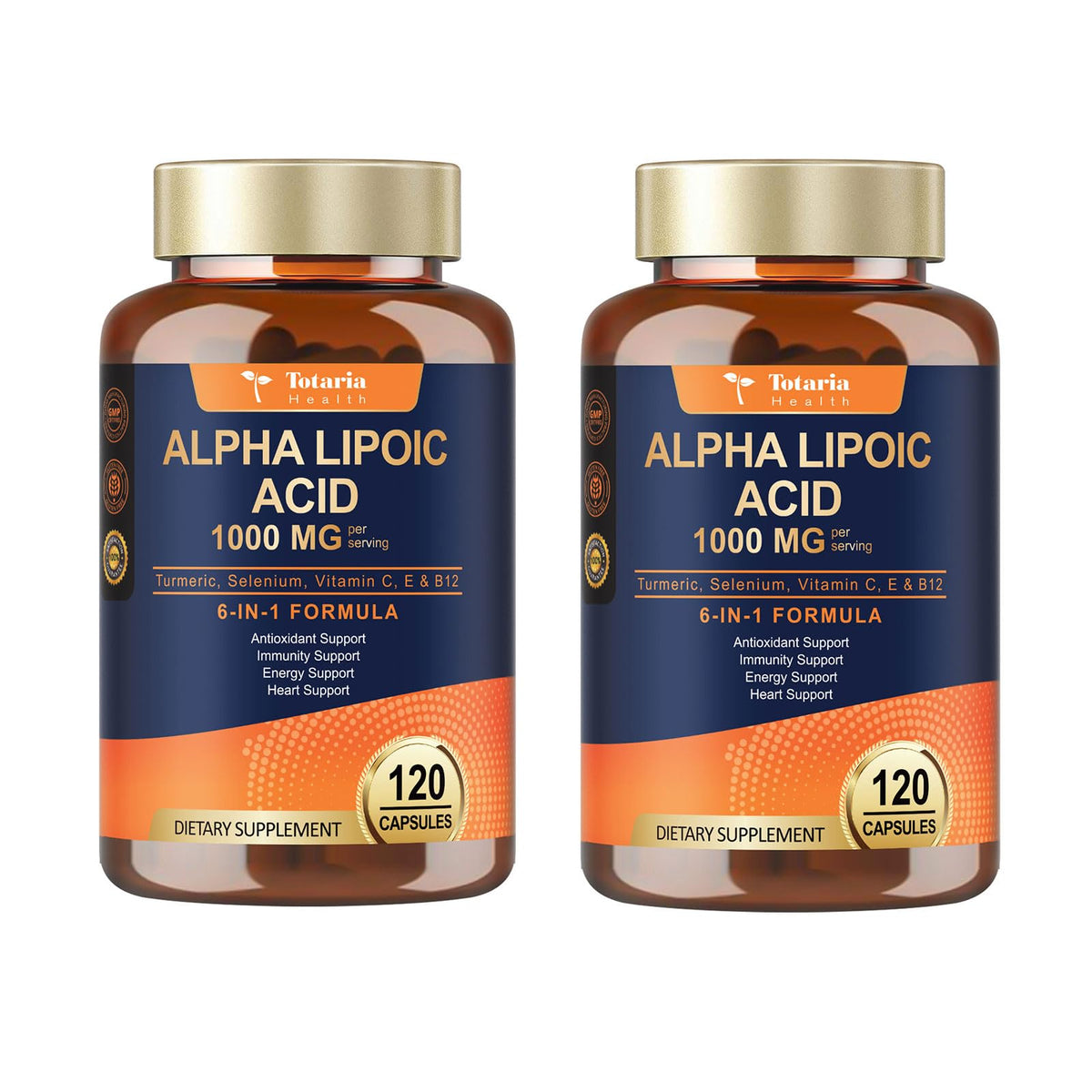 Totaria Alpha Lipoic Acid 1000mg capsules bottle on display for energy support.