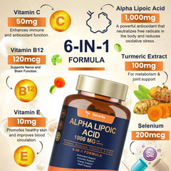 Totaria Alpha Lipoic Acid capsules close-up for daily antioxidant support.