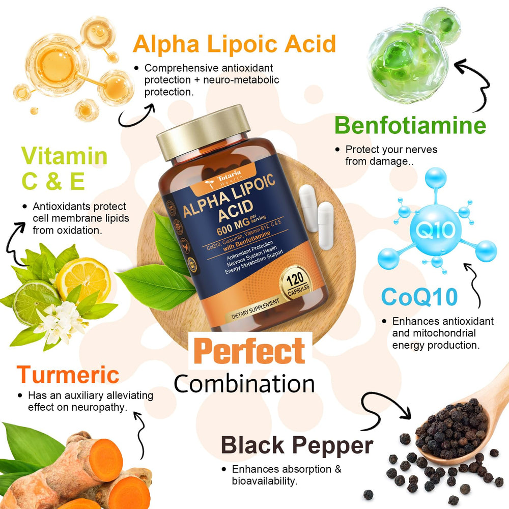 Totaria capsules provide ALA with Benfotiamine for nerve and energy support