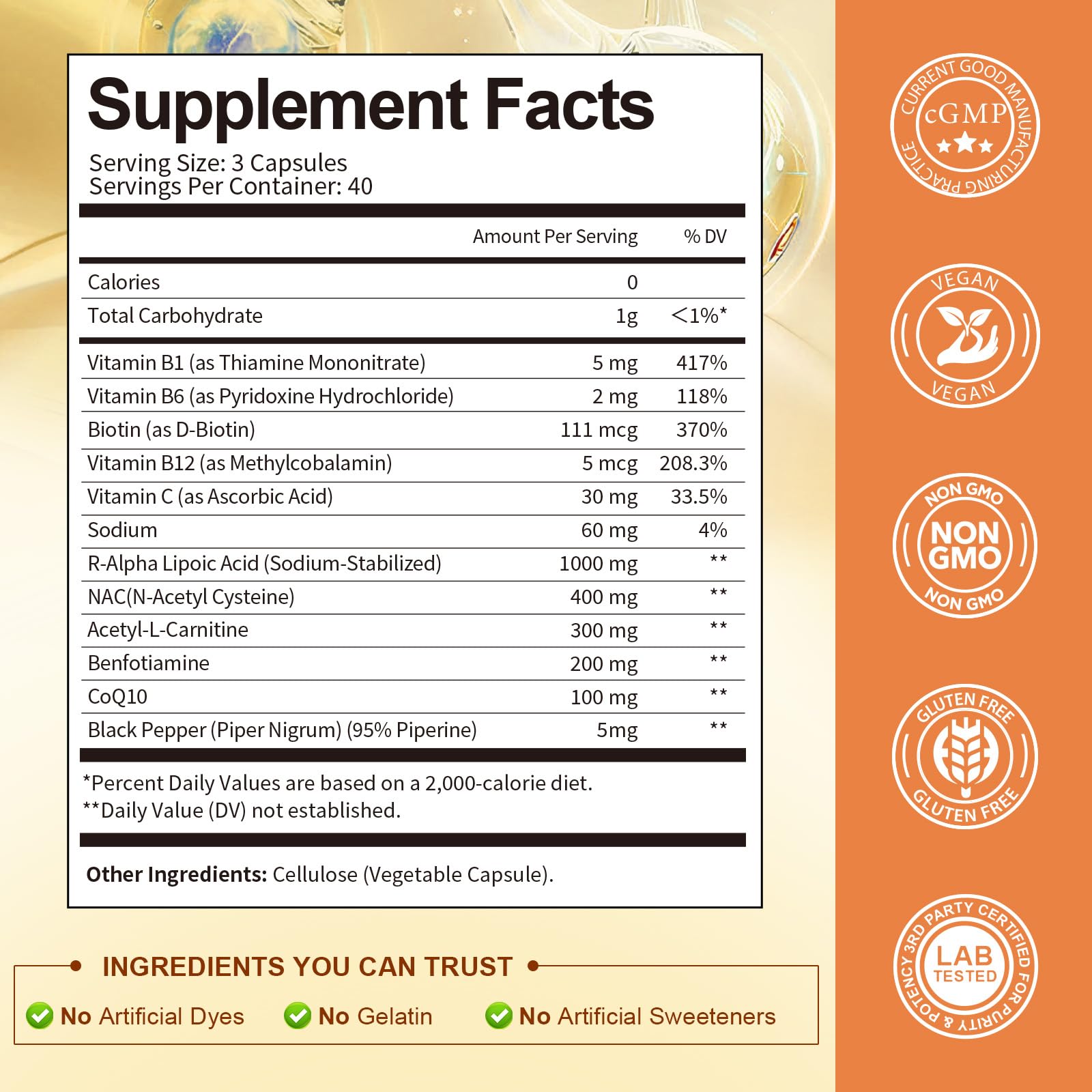 Totaria benfotiamine and B vitamins section emphasizes nerve health support