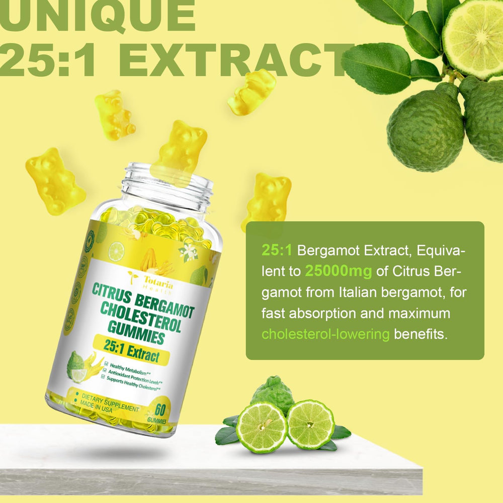 Totaria bergamot gummies packaging label notes 25:1 extract